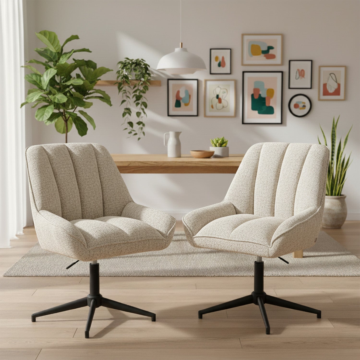 Mika-Mira 2er-Set - Polsterstuhl mit Metallgestell im JAPANDI Stil