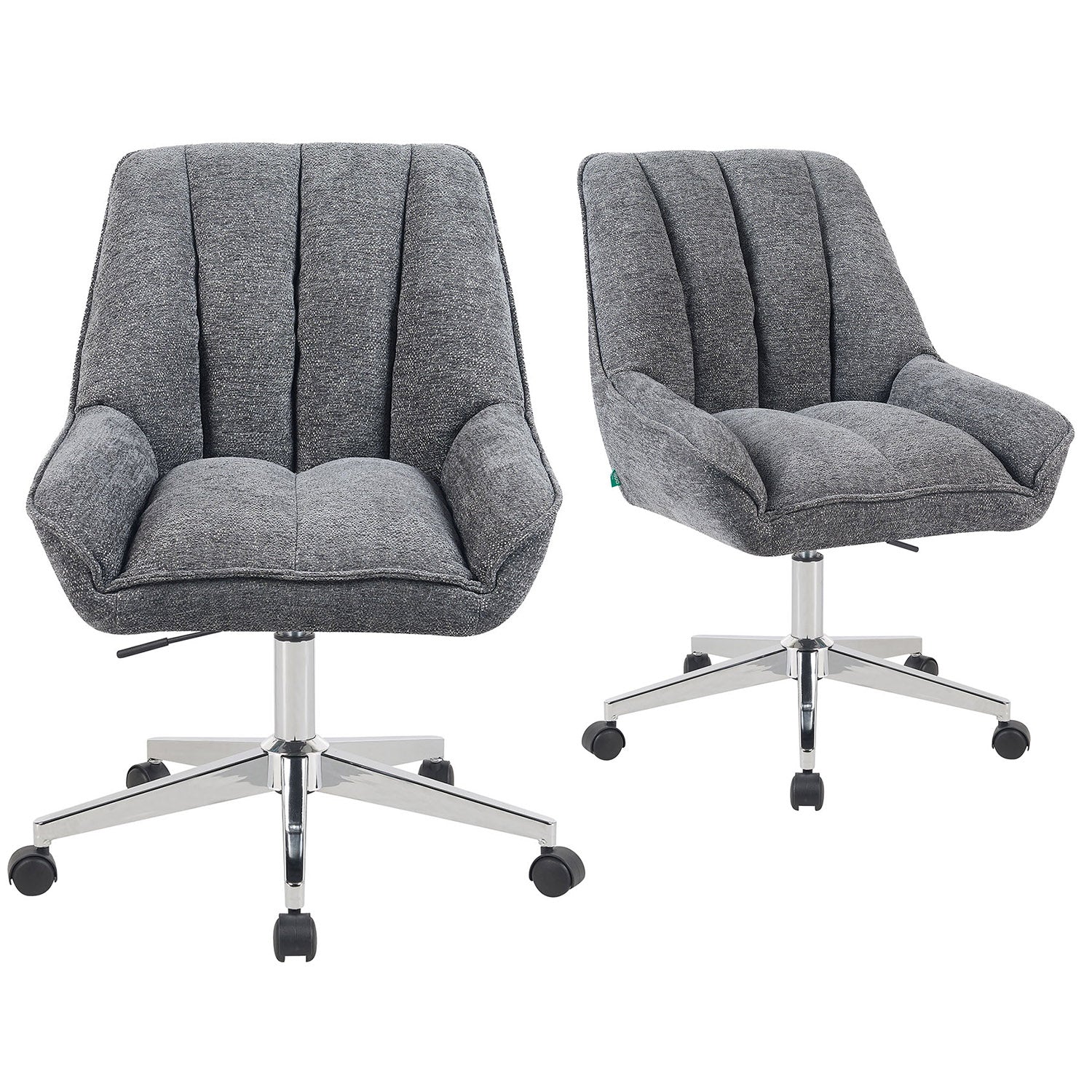 Bürostuhl Mika-Megan 2er-Set | mit Rollen | 360° drehbar | höhenverstellbar | Chrom | DUBI Möbel