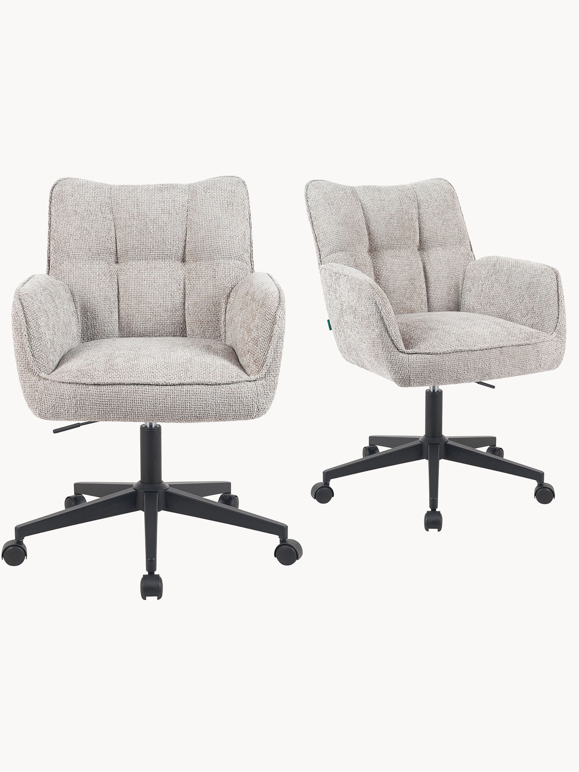 Bürostuhl Mika-Sven 2er-Set – Höhenverstellbar, 360° Drehbar, Matt-Schwarz