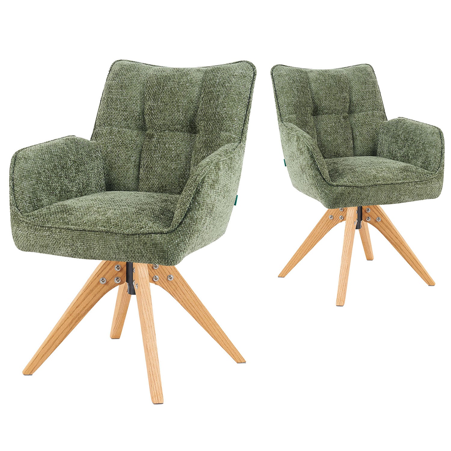 Mika-Theo 2er-Set - Drehsessel mit Federkernpolsterung und Massivholz Gestell
