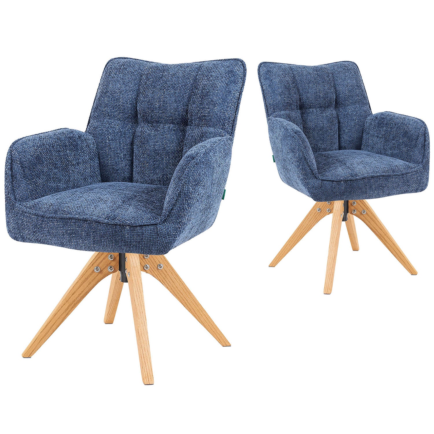 Mika-Theo 2er-Set - Drehsessel mit Federkernpolsterung und Massivholz Gestell