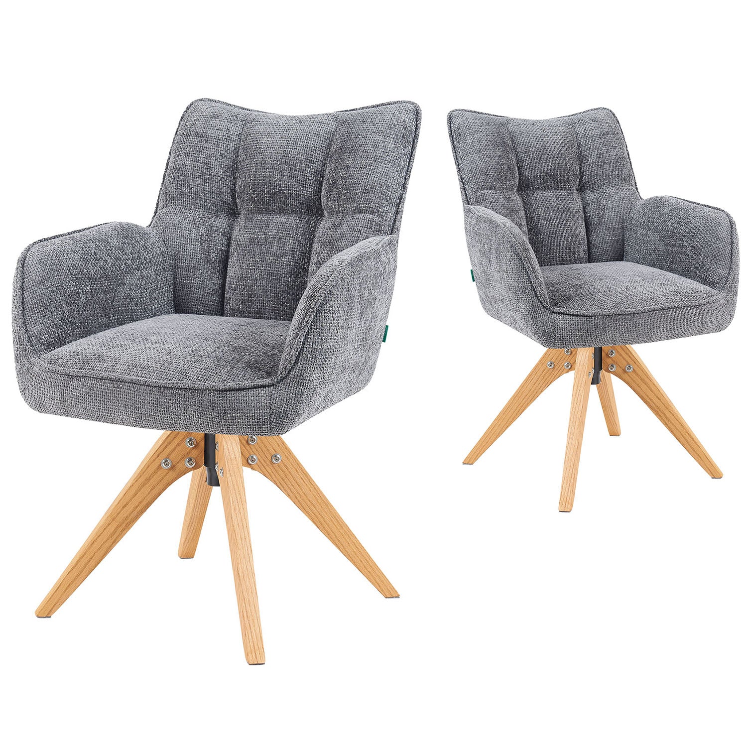 Mika-Theo 2er-Set - Drehsessel mit Federkernpolsterung und Massivholz Gestell