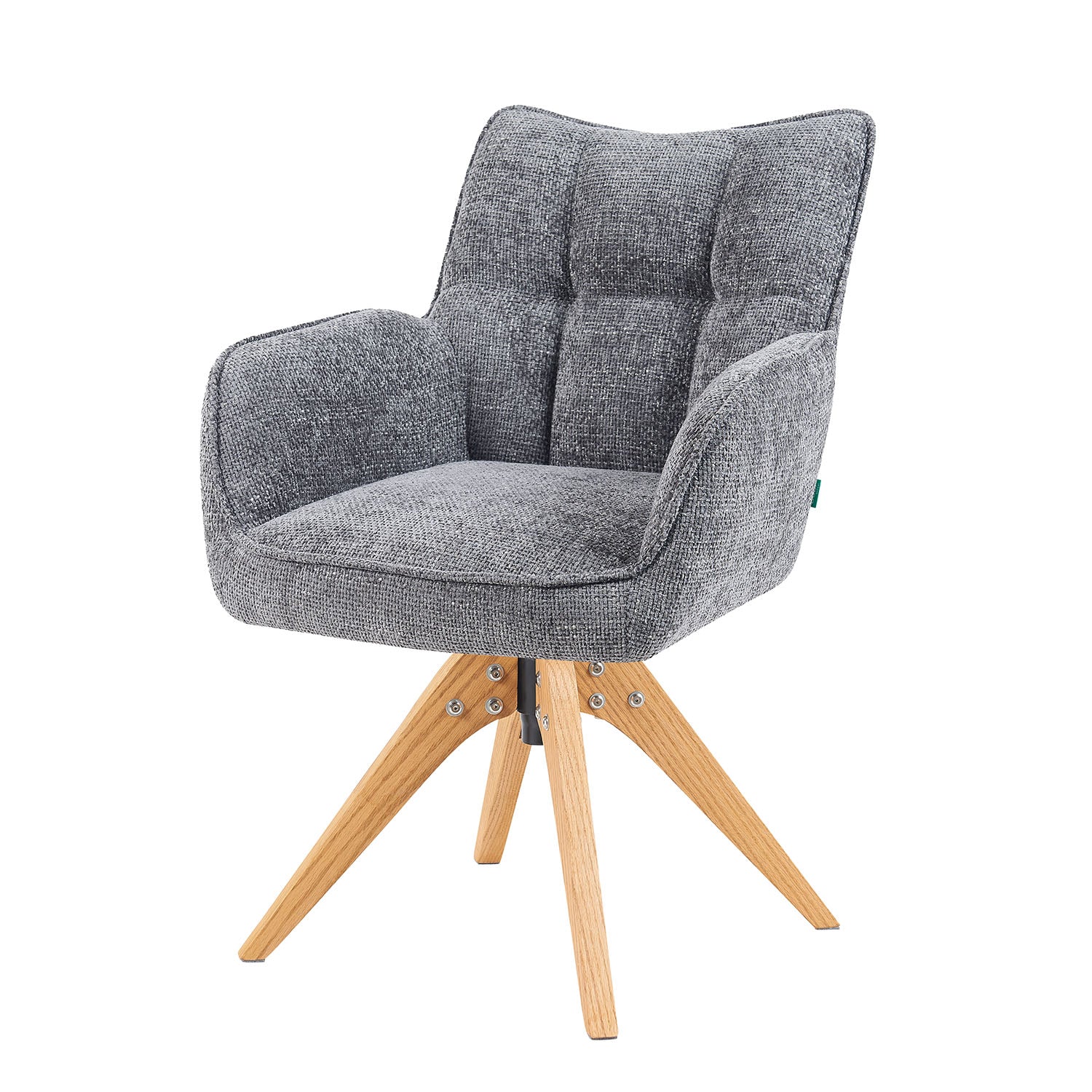 Mika-Theo 2er-Set - Drehsessel mit Federkernpolsterung und Massivholz Gestell