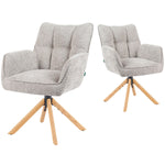Mika-Ida 2er-Set - Drehsessel mit Federkernpolsterung und Eichenholzgestell