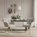 Mika-Ida 2er-Set - Drehsessel mit Federkernpolsterung und Eichenholzgestell