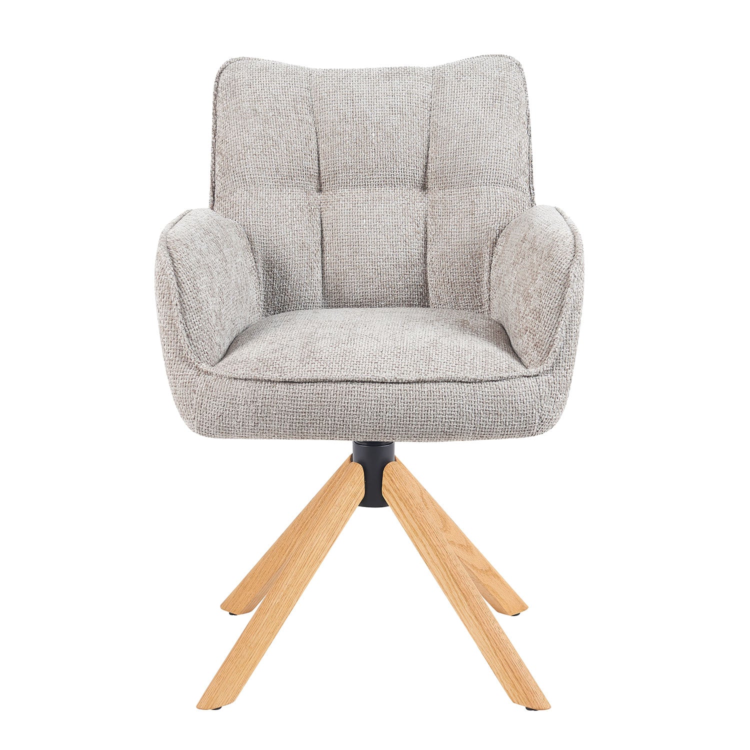 Mika-Ida 2er-Set - Drehsessel mit Federkernpolsterung und Eichenholzgestell