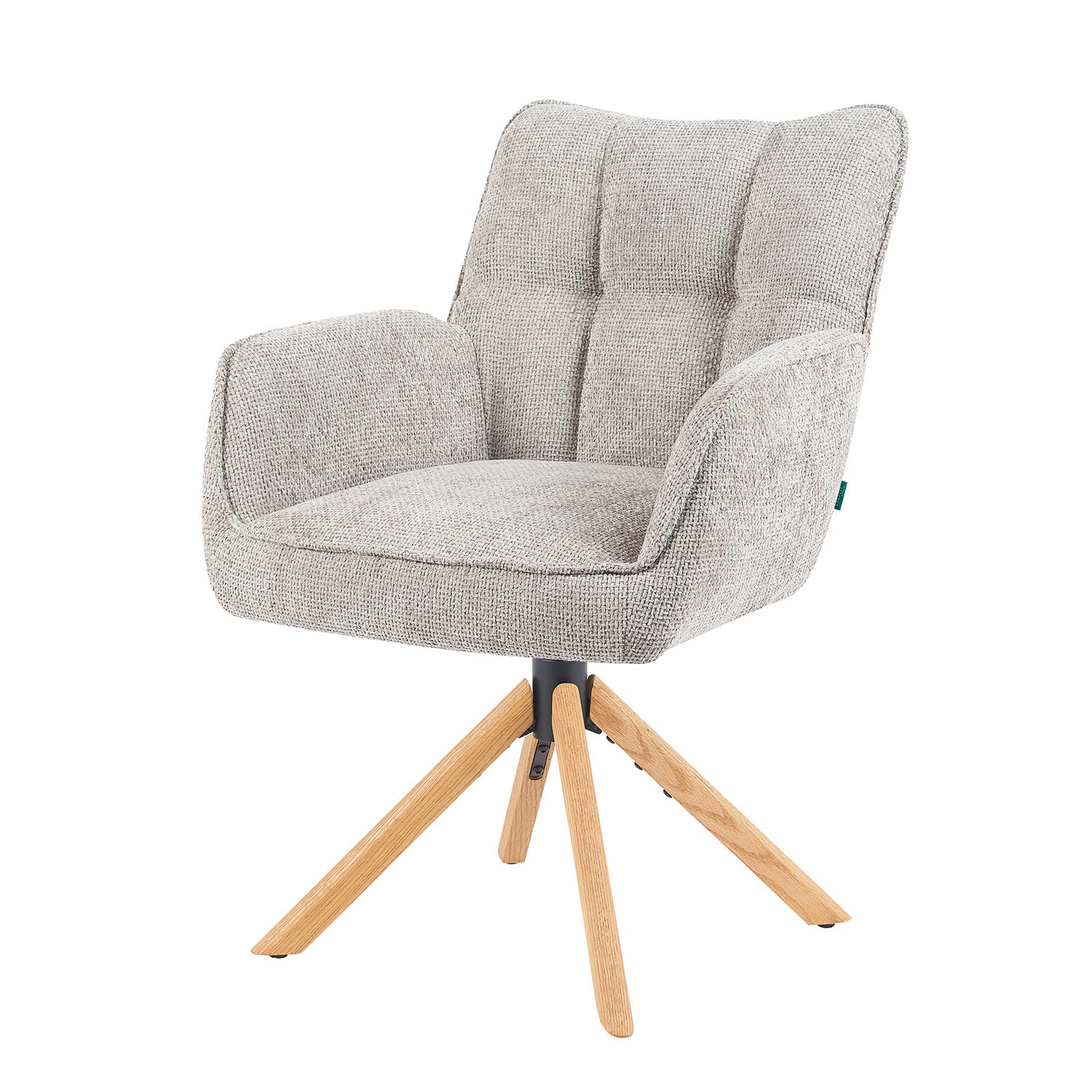 Mika-Ida 2er-Set - Drehsessel mit Federkernpolsterung und Eichenholzgestell