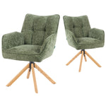 Mika-Ida 2er-Set - Drehsessel mit Federkernpolsterung und Eichenholzgestell
