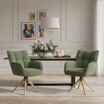 Mika-Ida 2er-Set - Drehsessel mit Federkernpolsterung und Eichenholzgestell