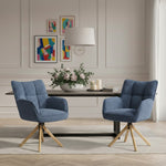 Mika-Ida 2er-Set - Drehsessel mit Federkernpolsterung und Eichenholzgestell