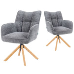 Mika-Ida 2er-Set - Drehsessel mit Federkernpolsterung und Eichenholzgestell