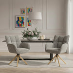 Mika-Ida 2er-Set - Drehsessel mit Federkernpolsterung und Eichenholzgestell