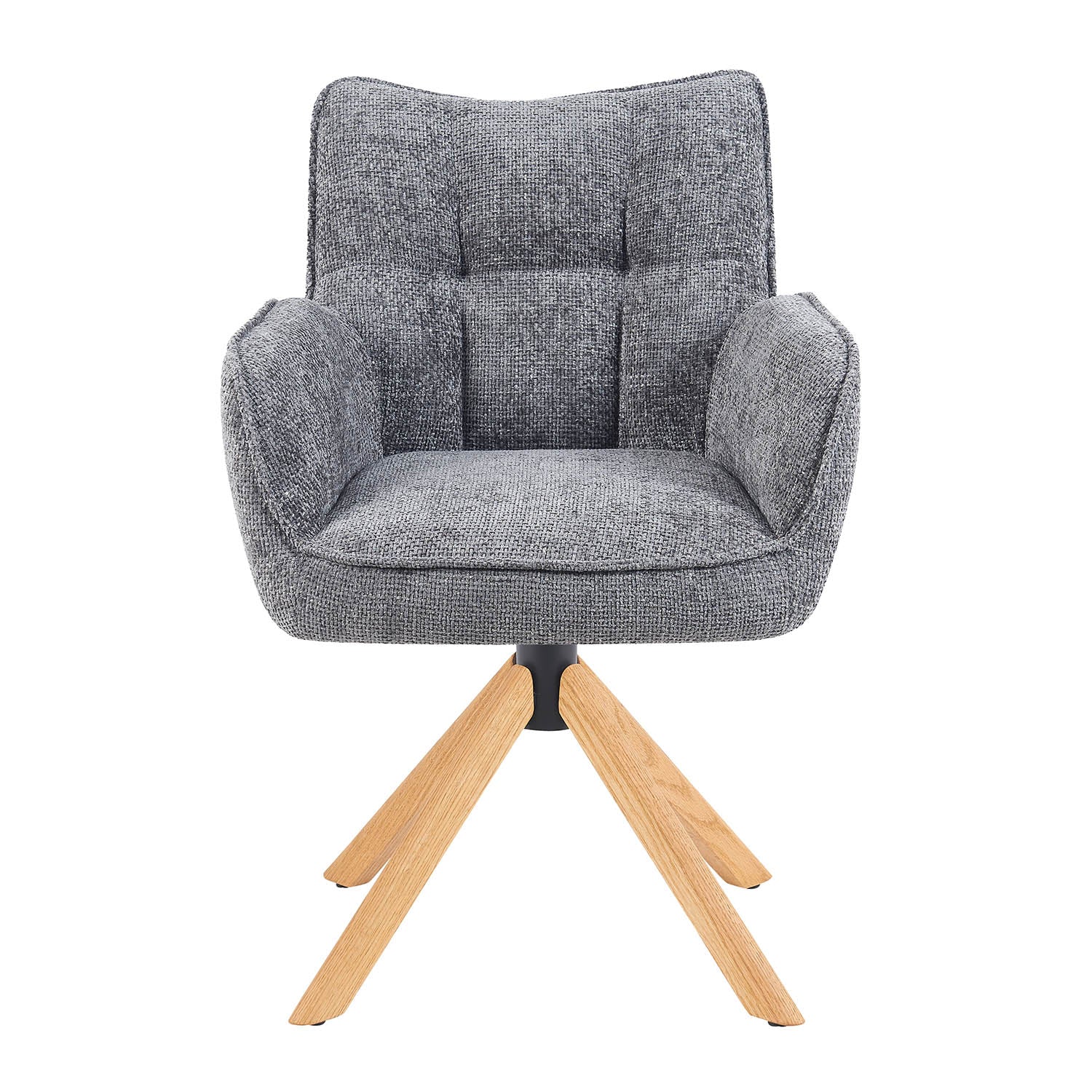 Mika-Ida 2er-Set - Drehsessel mit Federkernpolsterung und Eichenholzgestell