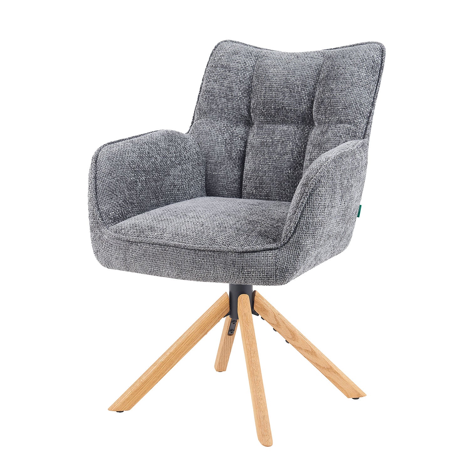 Mika-Ida 2er-Set - Drehsessel mit Federkernpolsterung und Eichenholzgestell