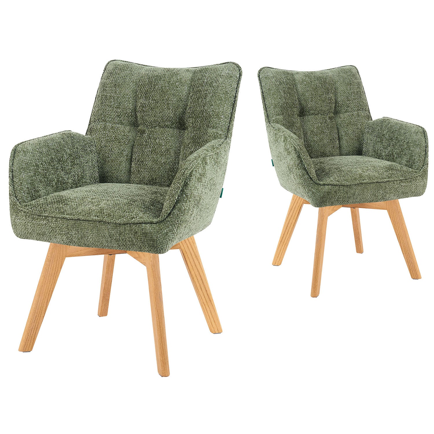 Mika-Theo 2er-Set - Drehsessel mit Federkernpolsterung und Massivholz Gestell