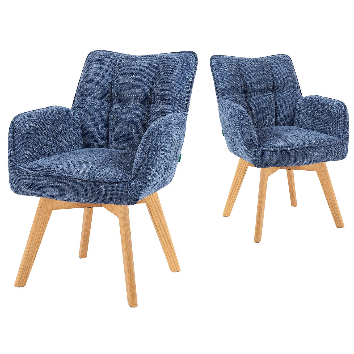 Mika-Theo 2er-Set - Drehsessel mit Federkernpolsterung und Massivholz Gestell