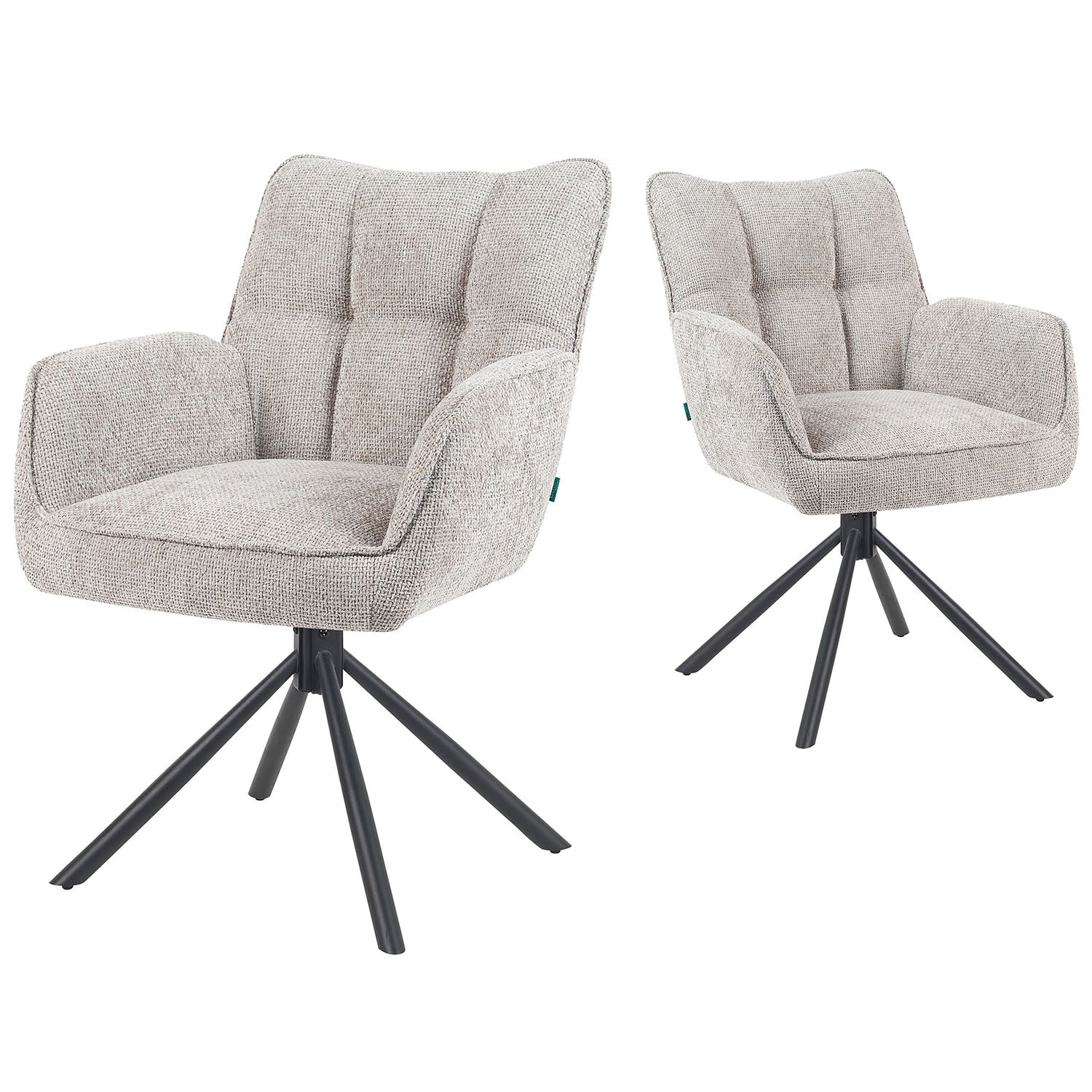 Mika-Daan 2er-Set - Drehsessel mit Federkernpolsterung und Metallgestell
