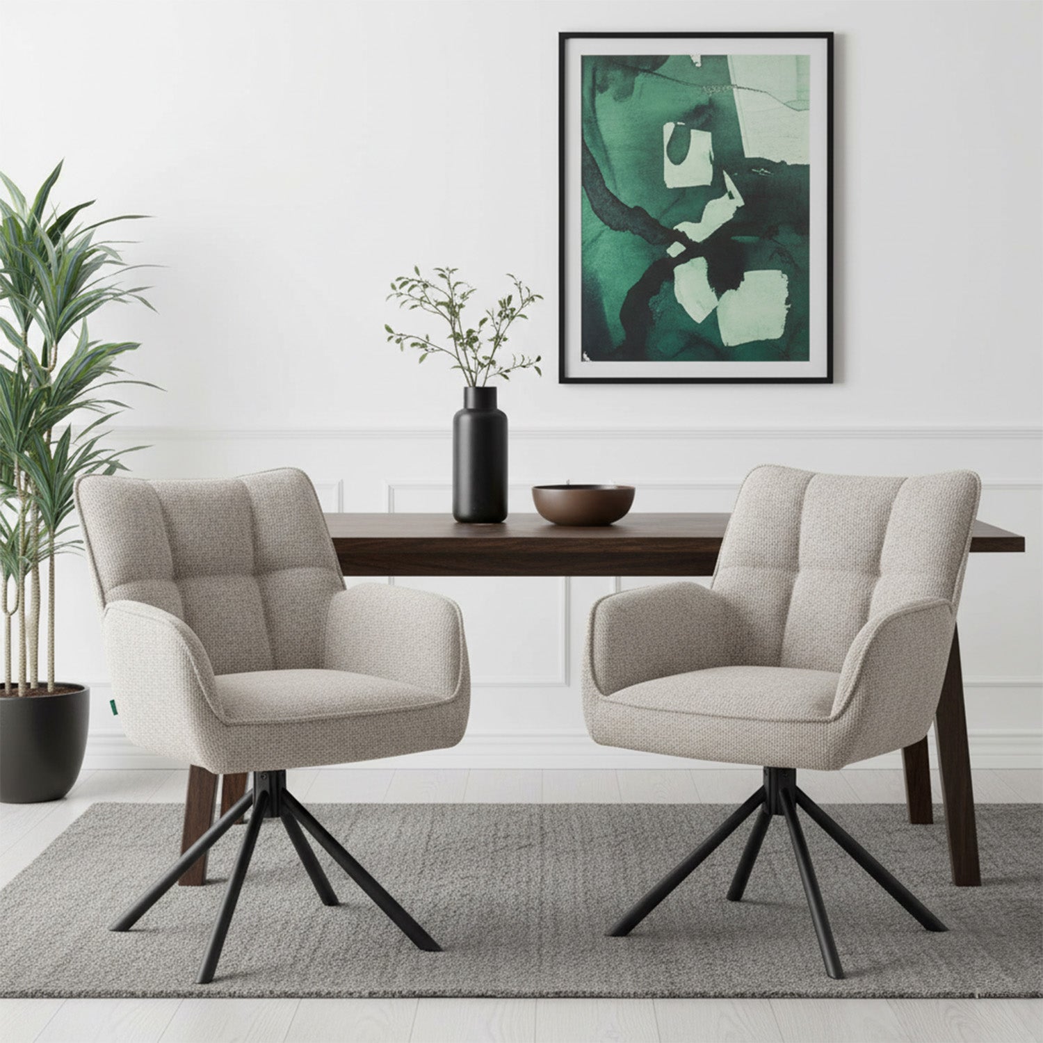 Mika-Daan 2er-Set - Drehsessel mit Federkernpolsterung und Metallgestell