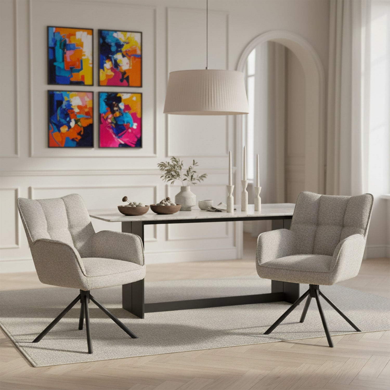 Mika-Daan 2er-Set - Drehsessel mit Federkernpolsterung und Metallgestell