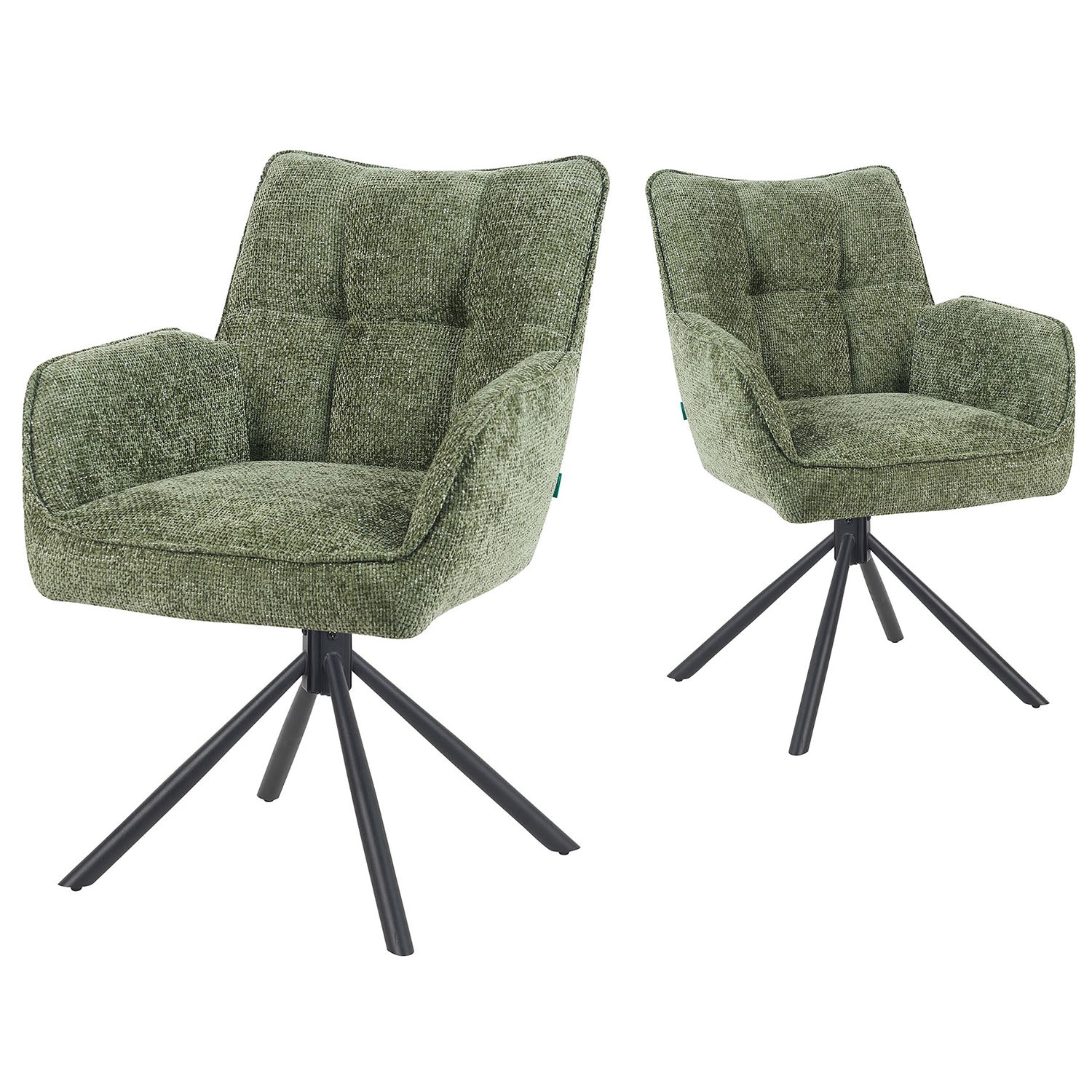 Mika-Daan 2er-Set - Drehsessel mit Federkernpolsterung und Metallgestell