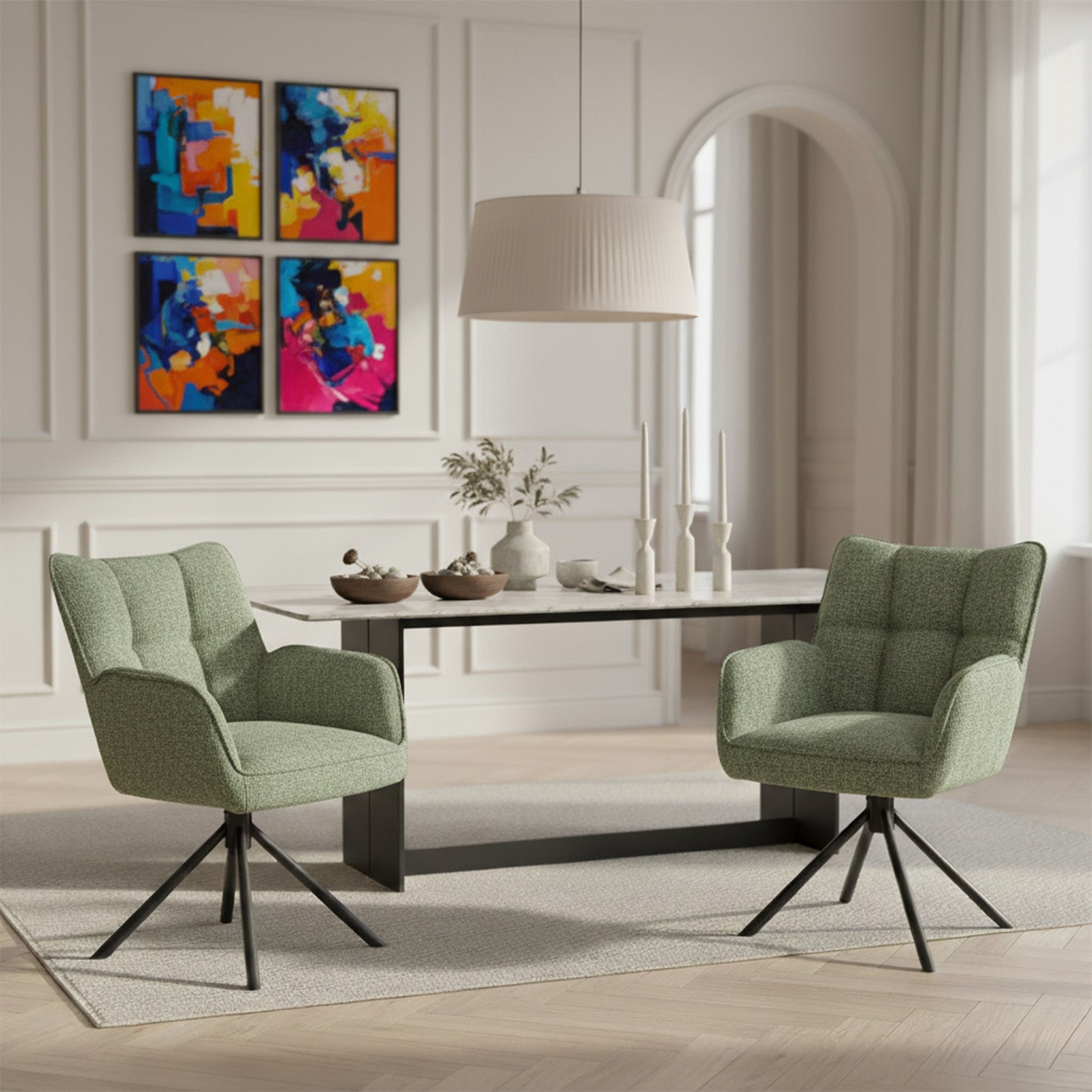 Mika-Daan 2er-Set - Drehsessel mit Federkernpolsterung und Metallgestell