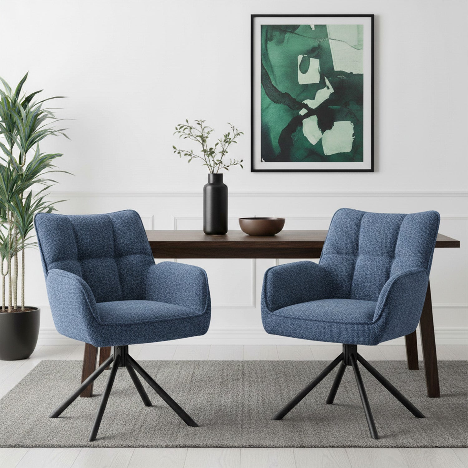 Mika-Daan 2er-Set - Drehsessel mit Federkernpolsterung und Metallgestell