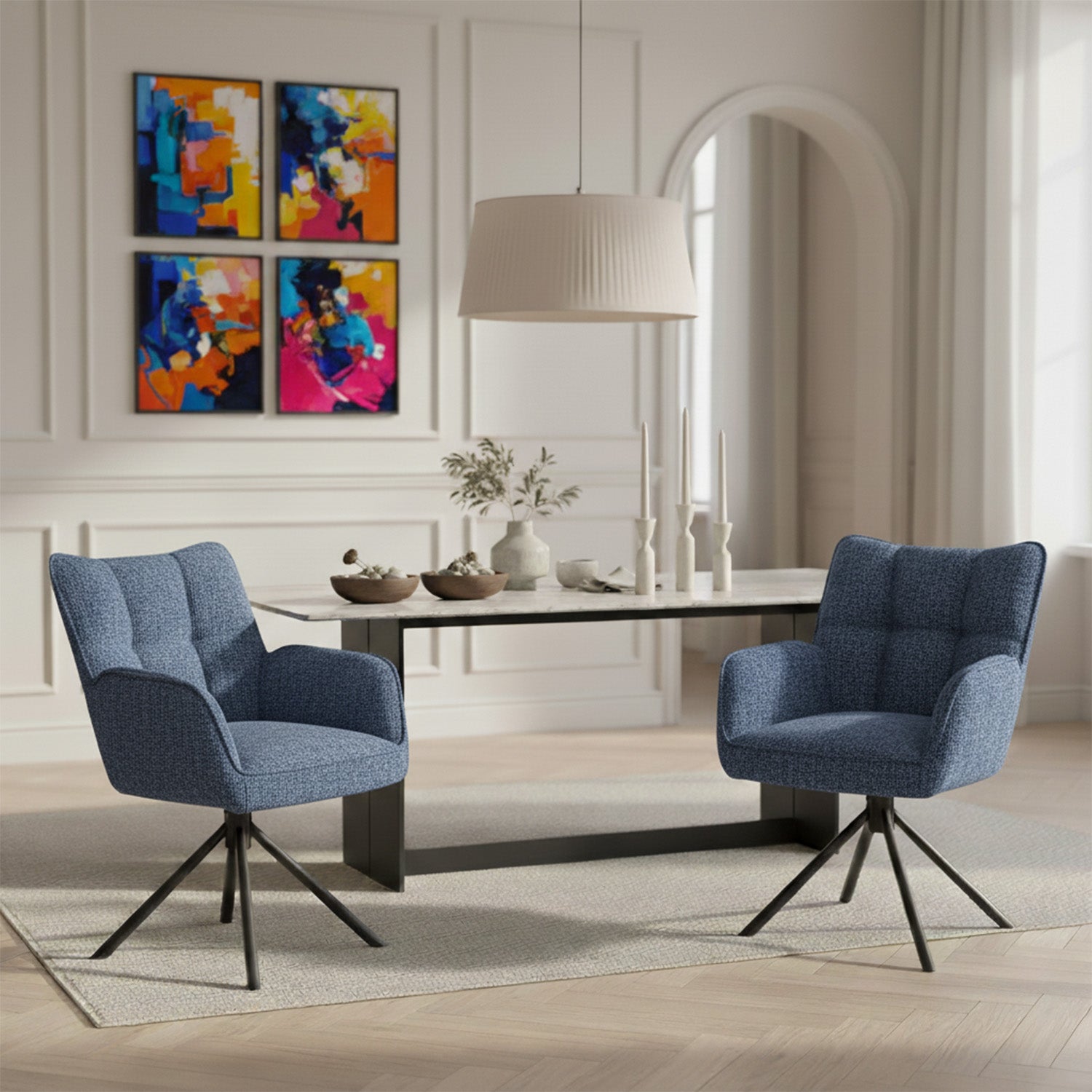 Mika-Daan 2er-Set - Drehsessel mit Federkernpolsterung und Metallgestell