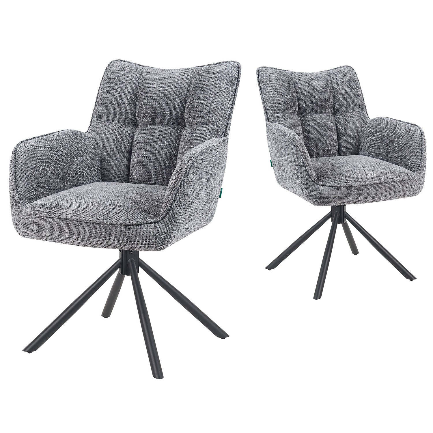 Mika-Daan 2er-Set - Drehsessel mit Federkernpolsterung und Metallgestell