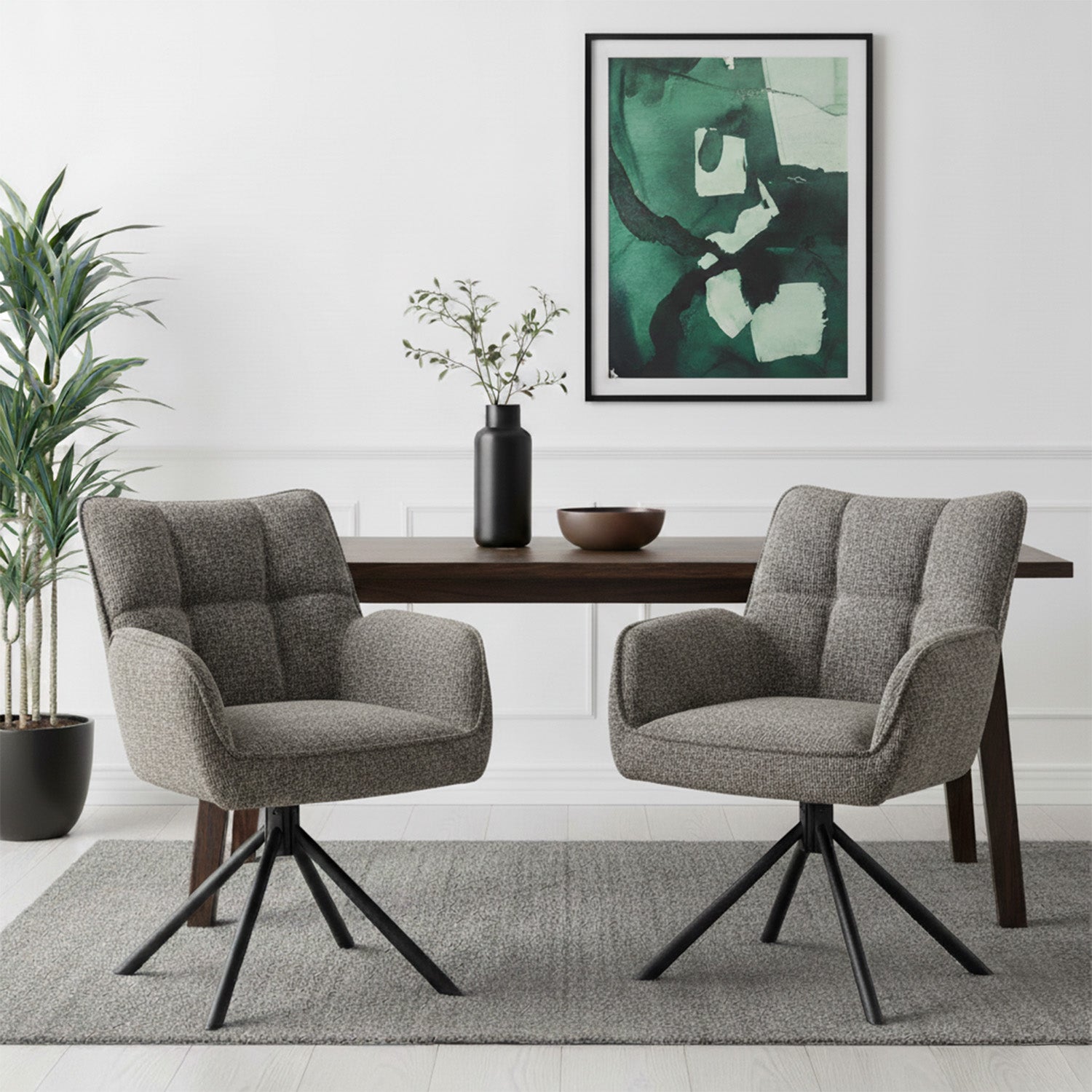 Mika-Daan 2er-Set - Drehsessel mit Federkernpolsterung und Metallgestell