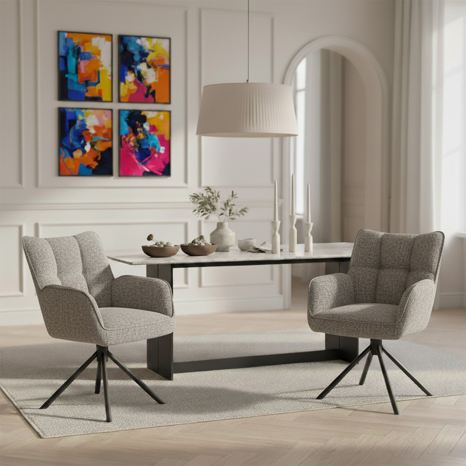 Mika-Daan 2er-Set - Drehsessel mit Federkernpolsterung und Metallgestell