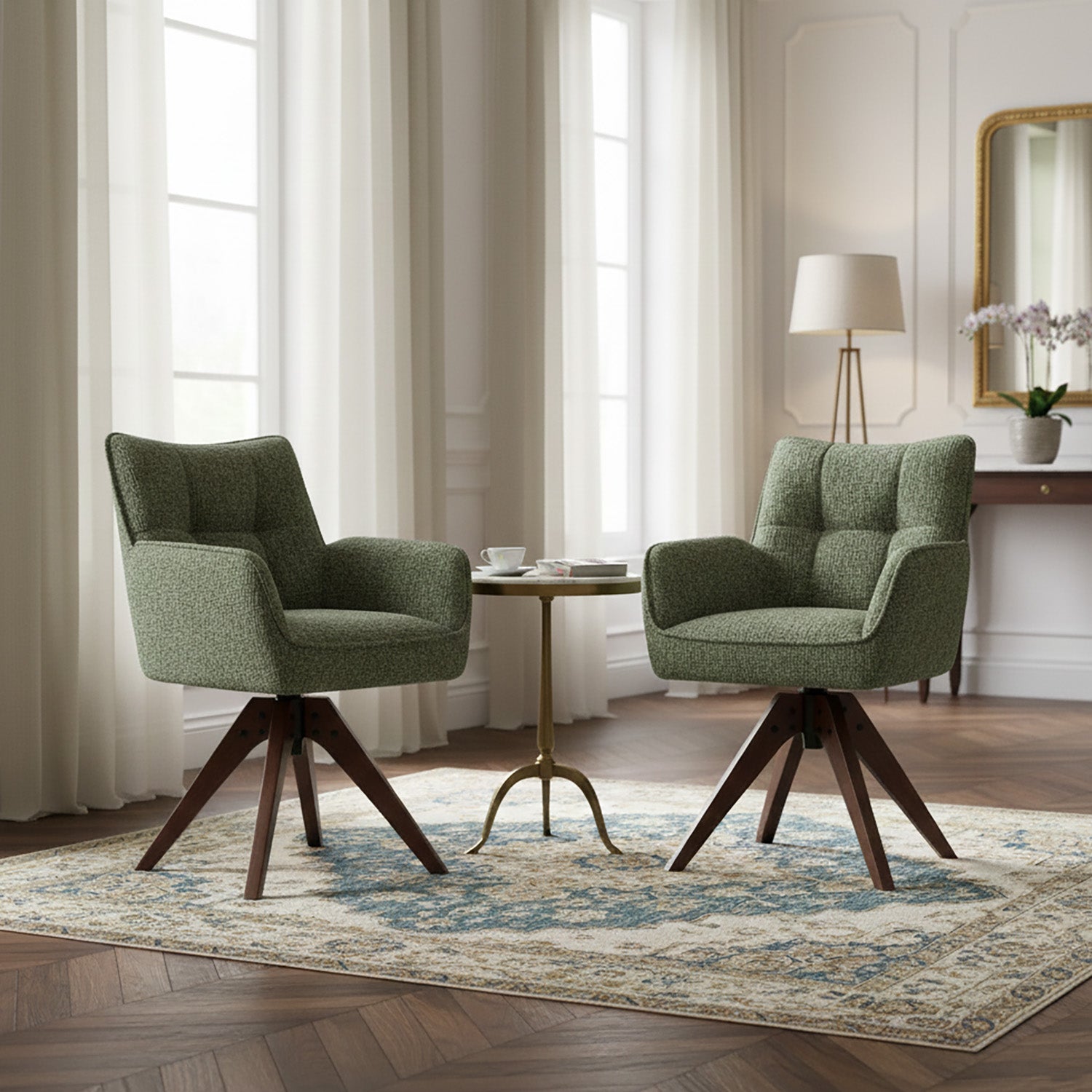 Esszimmerstuhl Mika-Theo 2er-Set | 360° drehbar Eiche geölt Natur