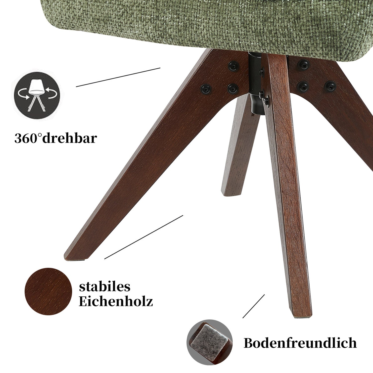 Esszimmerstuhl Mika-Theo 2er-Set | 360° drehbar Eiche geölt Natur