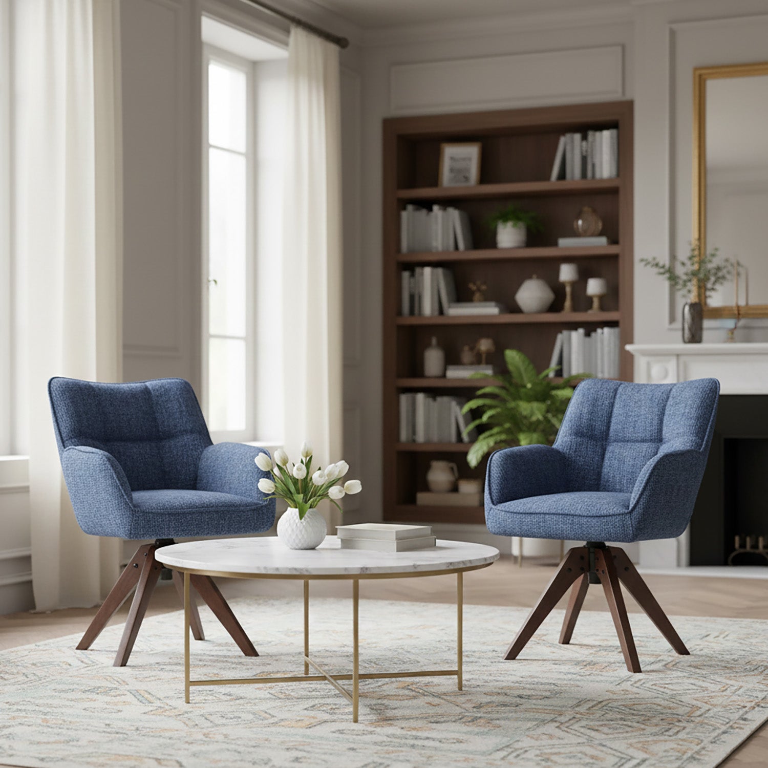 Esszimmerstuhl Mika-Theo 2er-Set | 360° drehbar Eiche geölt Natur