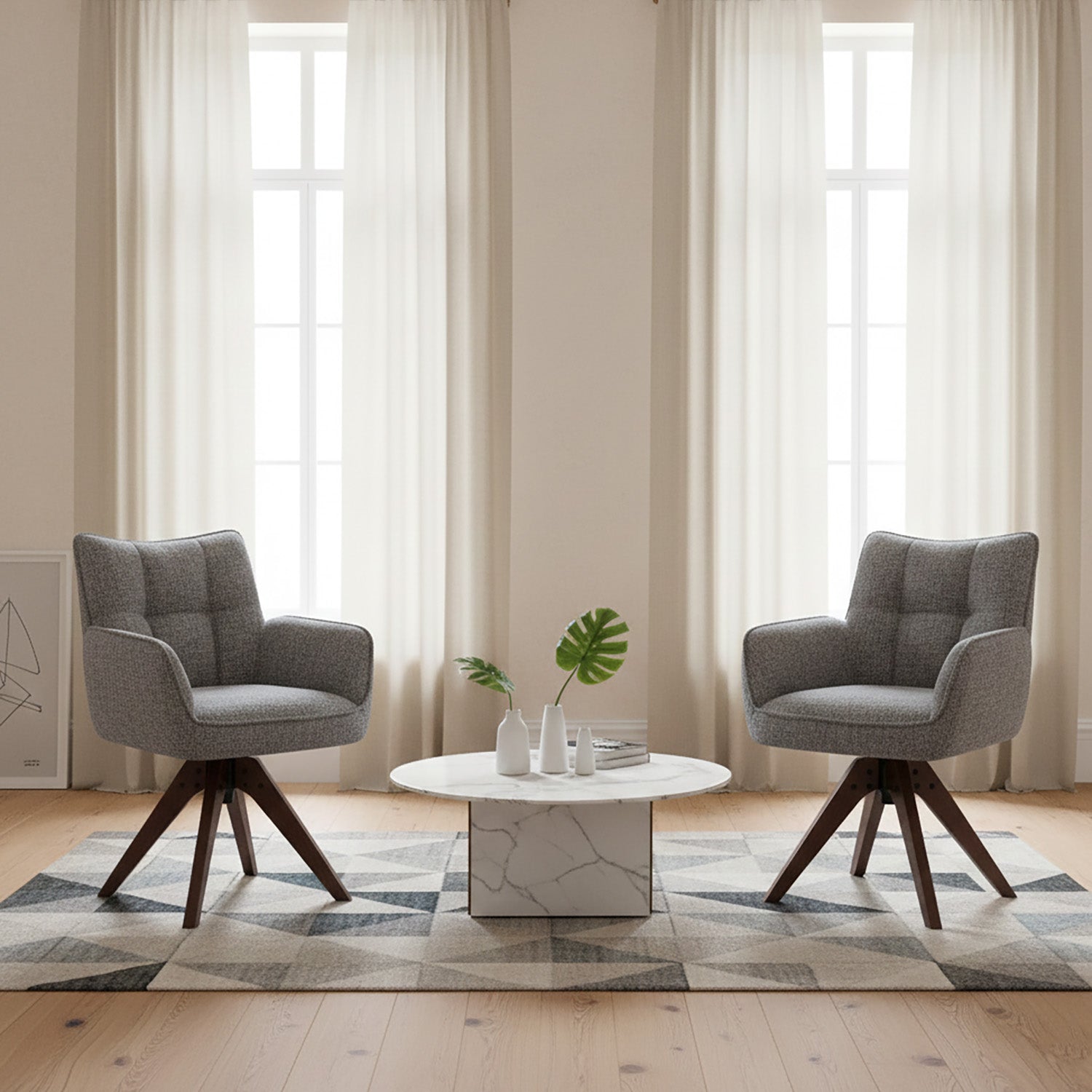 Esszimmerstuhl Mika-Theo 2er-Set | 360° drehbar Eiche geölt Natur