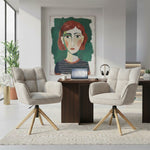 Mika-Ida 2er-Set - Drehsessel mit Federkernpolsterung und Eichenholzgestell