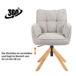 Mika-Ida 2er-Set - Drehsessel mit Federkernpolsterung und Eichenholzgestell