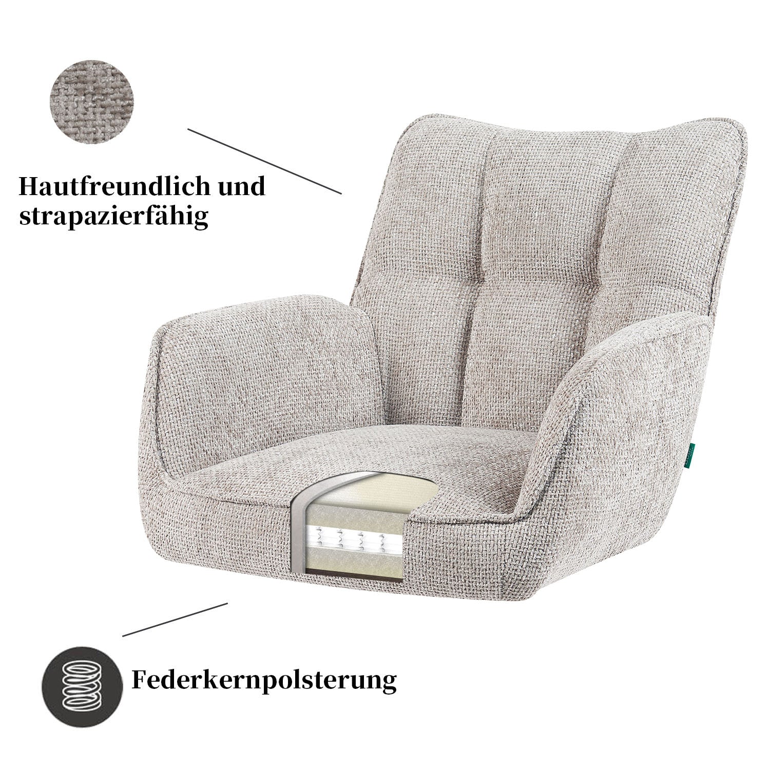 Esszimmerstuhl Mika-Ida 2er-Set - 360° drehbar mit Rückstellfunktion - Eiche Natur