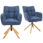 Mika-Ida 2er-Set - Drehsessel mit Federkernpolsterung und Eichenholzgestell