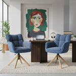 Mika-Ida 2er-Set - Drehsessel mit Federkernpolsterung und Eichenholzgestell