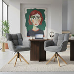 Mika-Ida 2er-Set - Drehsessel mit Federkernpolsterung und Eichenholzgestell