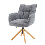 Mika-Ida 2er-Set - Drehsessel mit Federkernpolsterung und Eichenholzgestell