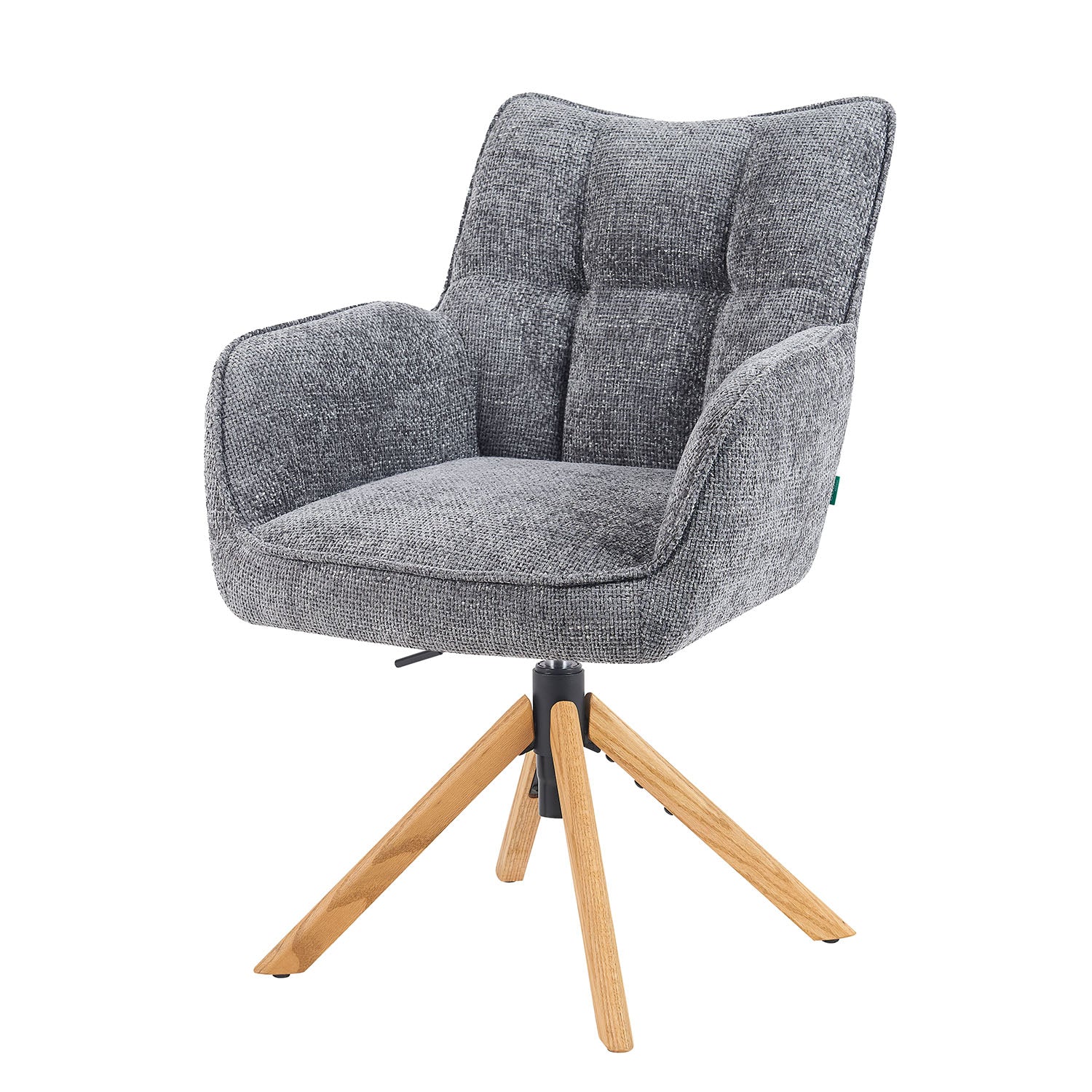 Mika-Ida 2er-Set - Drehsessel mit Federkernpolsterung und Eichenholzgestell