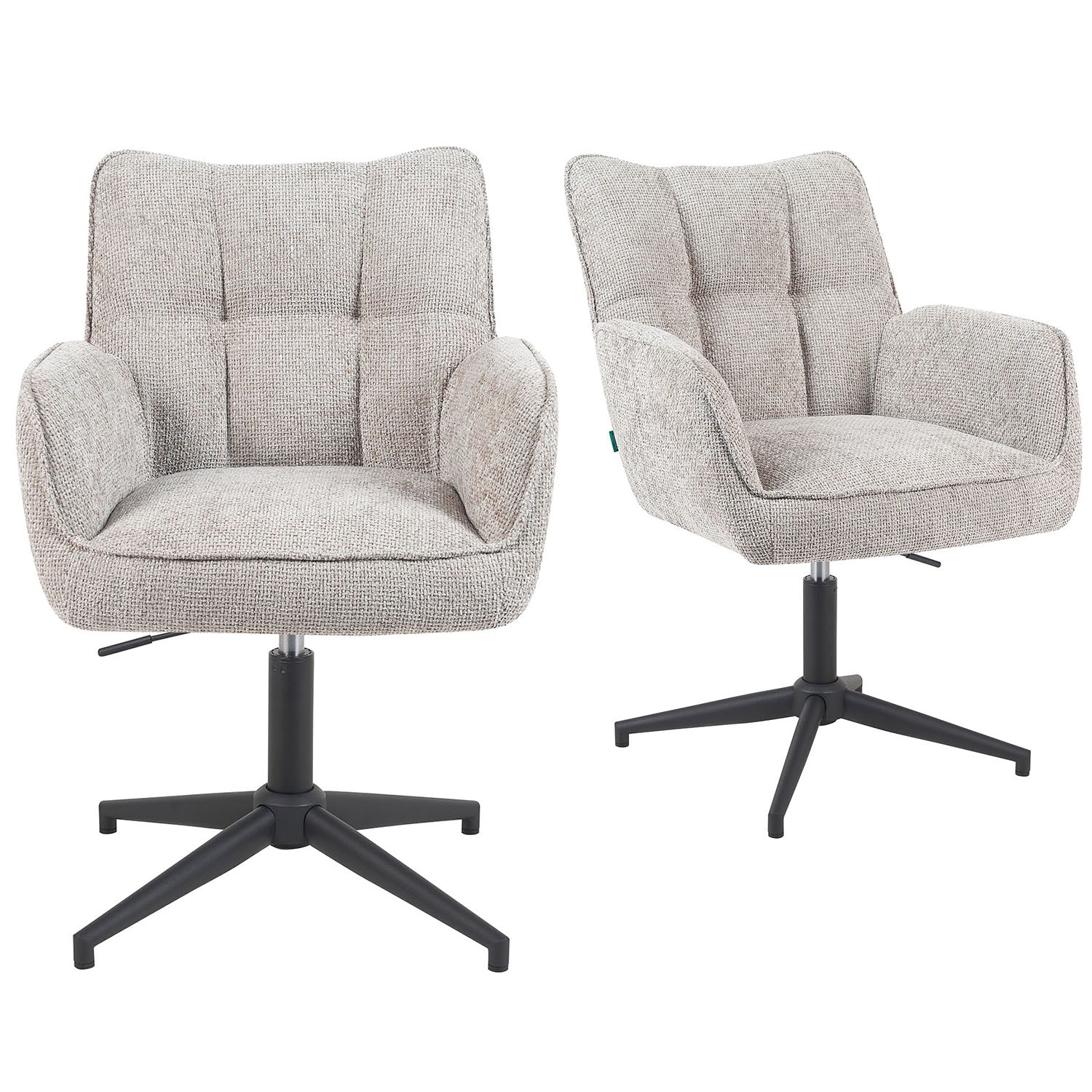 Mika-Daan 2er-Set - Drehsessel mit Federkernpolsterung und Metallgestell