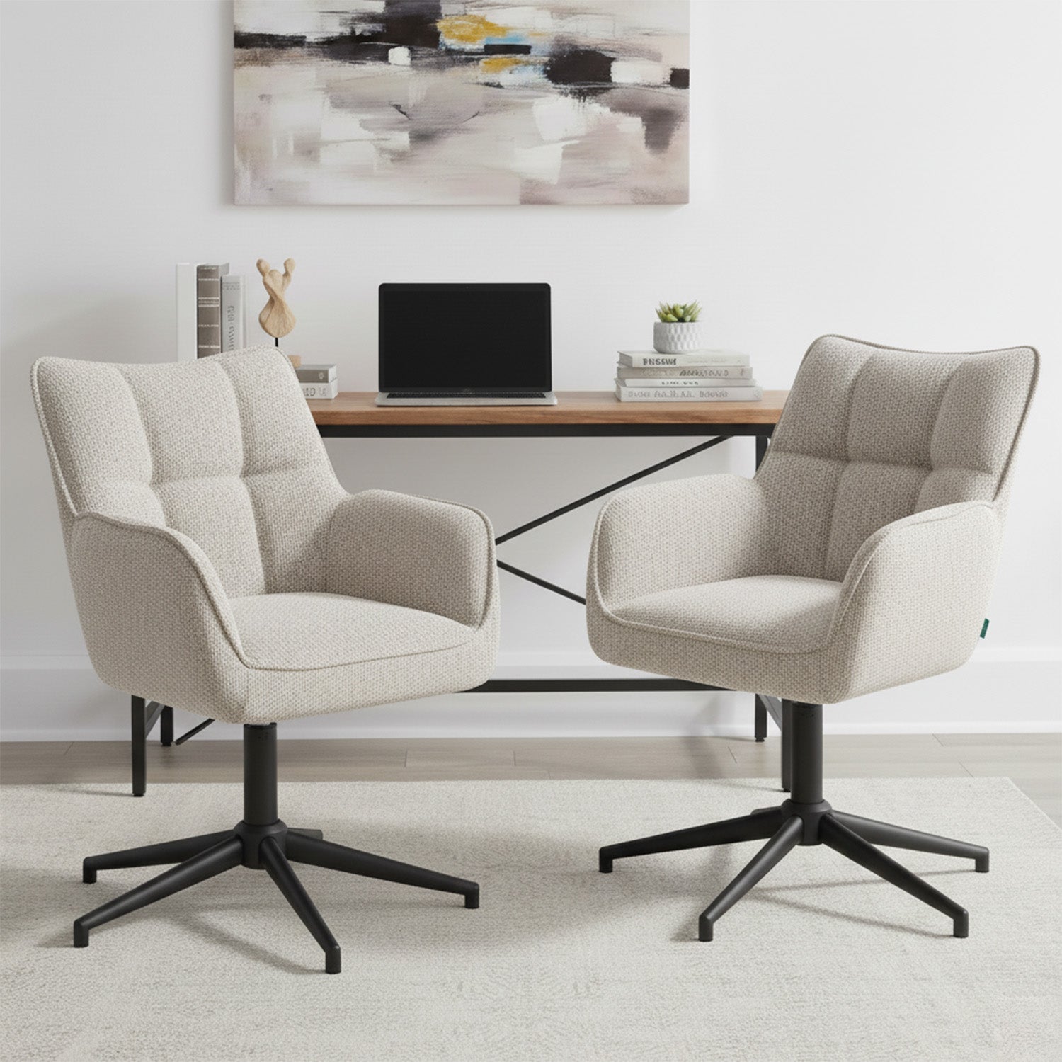 Mika-Daan 2er-Set - Drehsessel mit Federkernpolsterung und Metallgestell