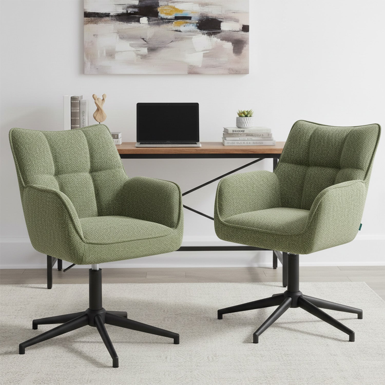 Mika-Daan 2er-Set - Drehsessel mit Federkernpolsterung und Metallgestell