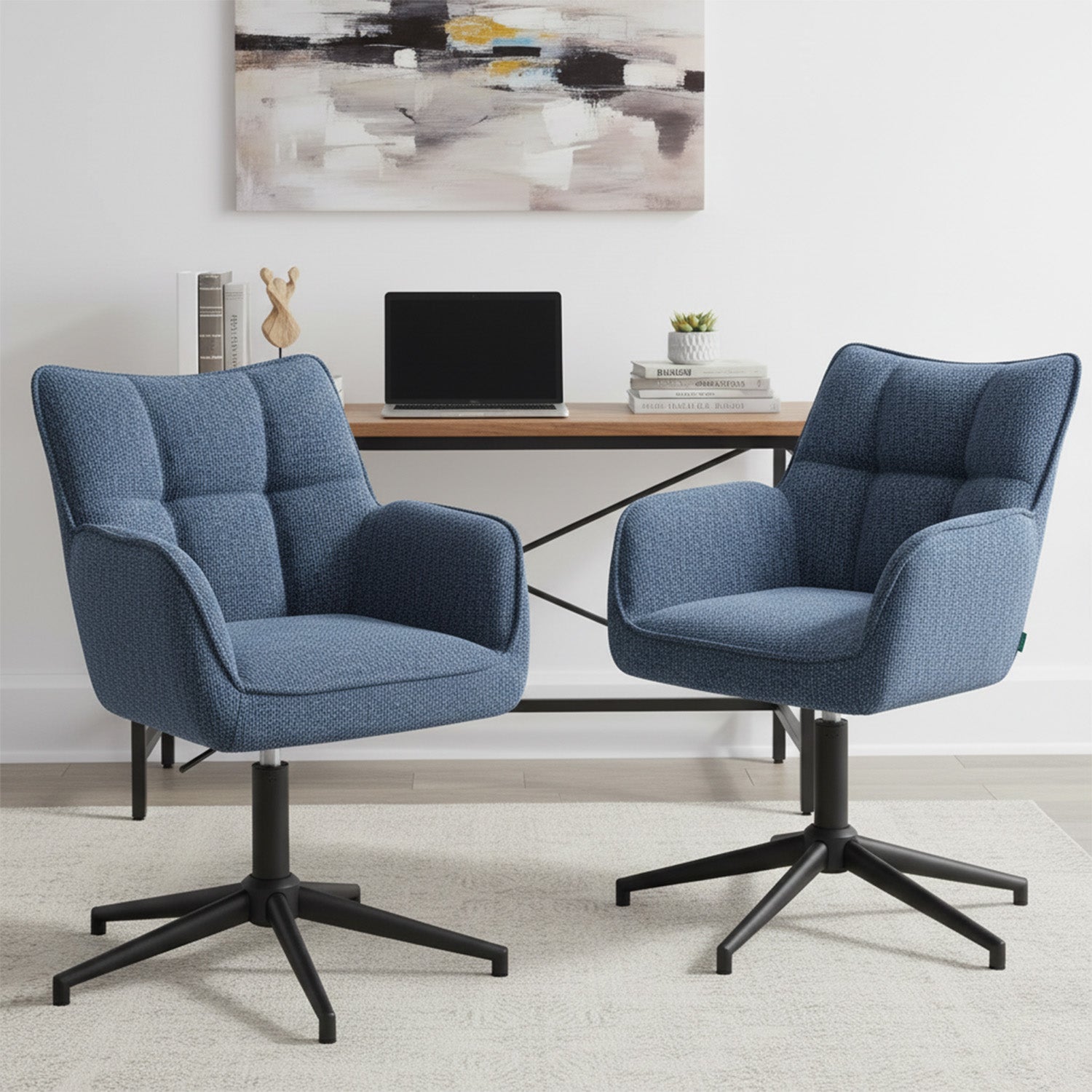 Mika-Daan 2er-Set - Drehsessel mit Federkernpolsterung und Metallgestell