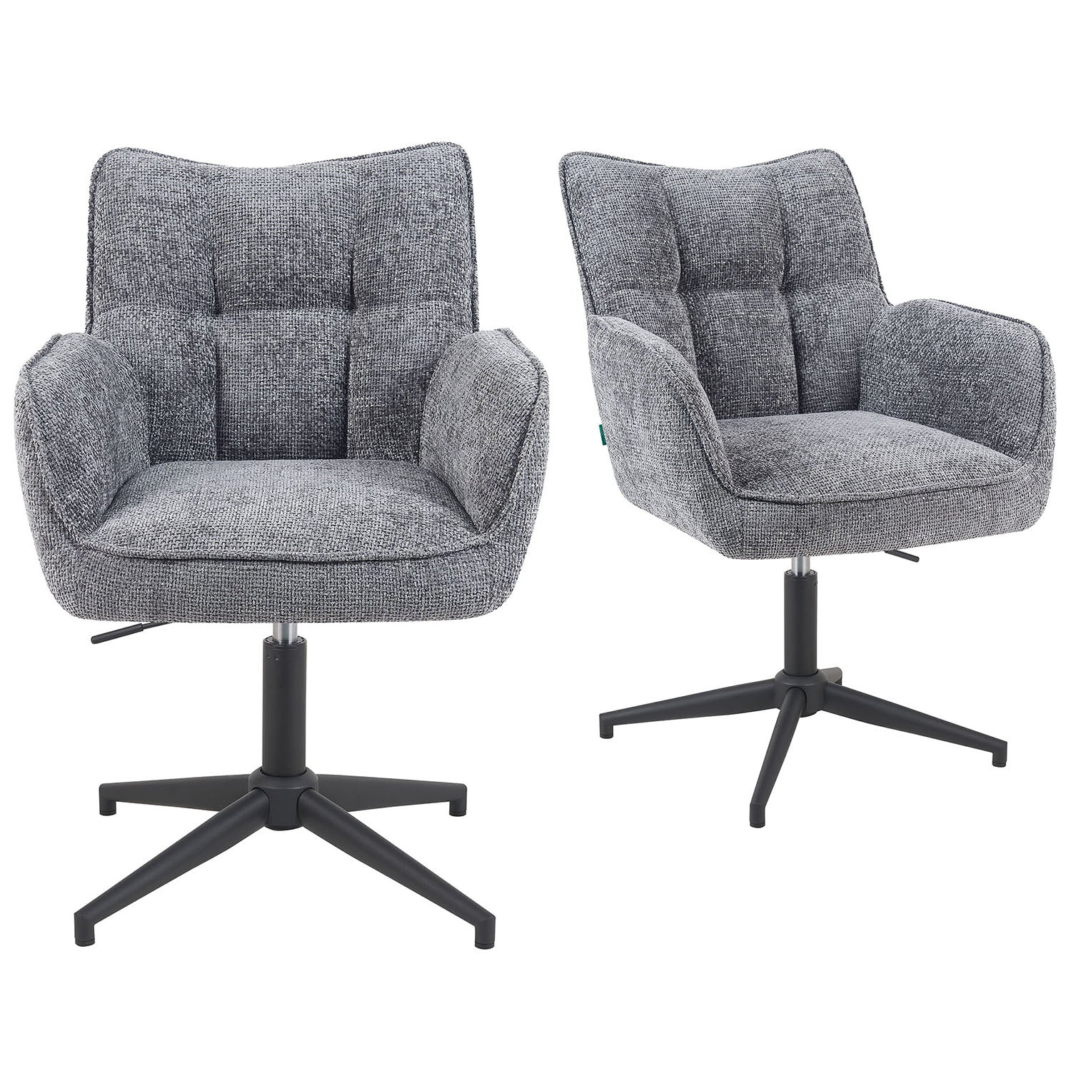 Mika-Daan 2er-Set - Drehsessel mit Federkernpolsterung und Metallgestell