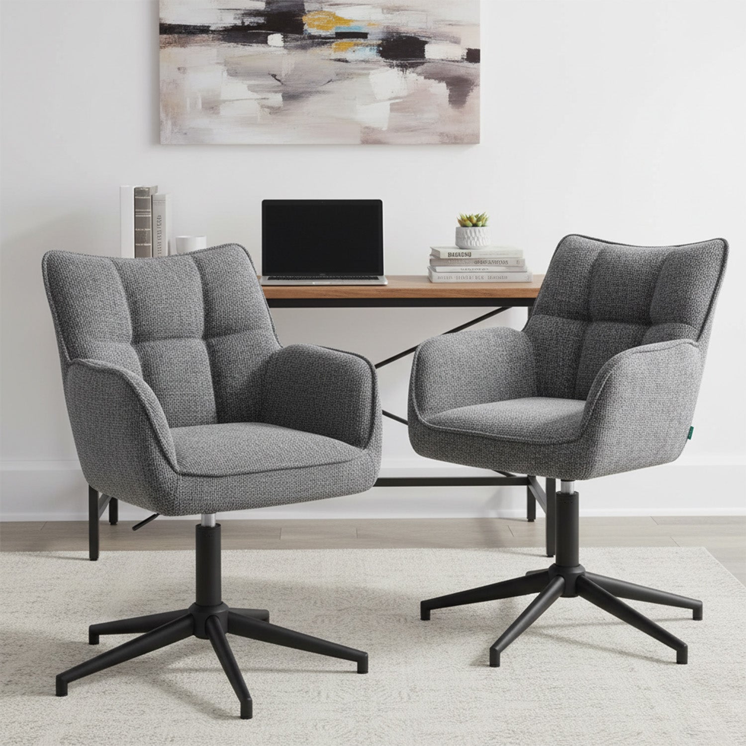 Mika-Daan 2er-Set - Drehsessel mit Federkernpolsterung und Metallgestell
