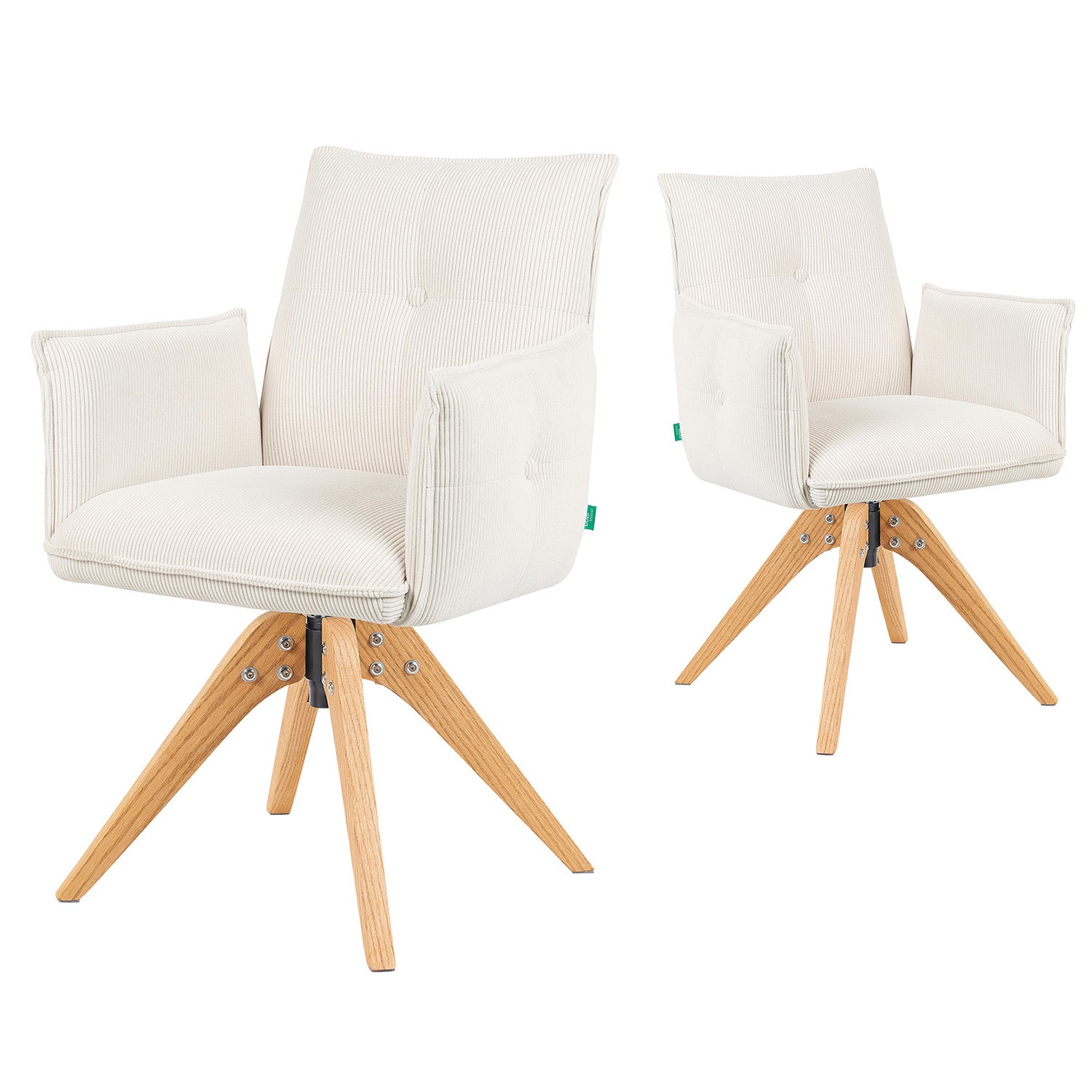 Esszimmerstuhl Mika-Emil 2er-Set | 360° drehbar | Eiche geölt Natur | DUBI Möbel