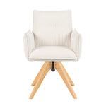 Mika-Emil - Armlehnenstuhl in Cord mit massivem Eichenholzgestell